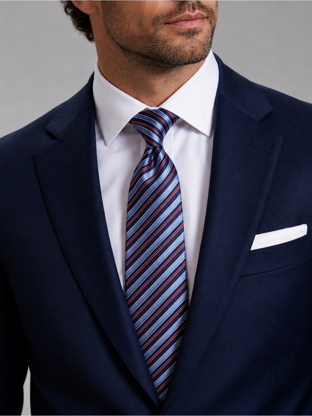 Brooks Brothers “346” Navy Blue Red White Striped Men’s Silk Neck Tie